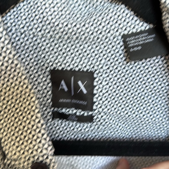 Armani Exchange Black and White Geometric Print Button Down Slim Shirt size L - Picture 2 of 5